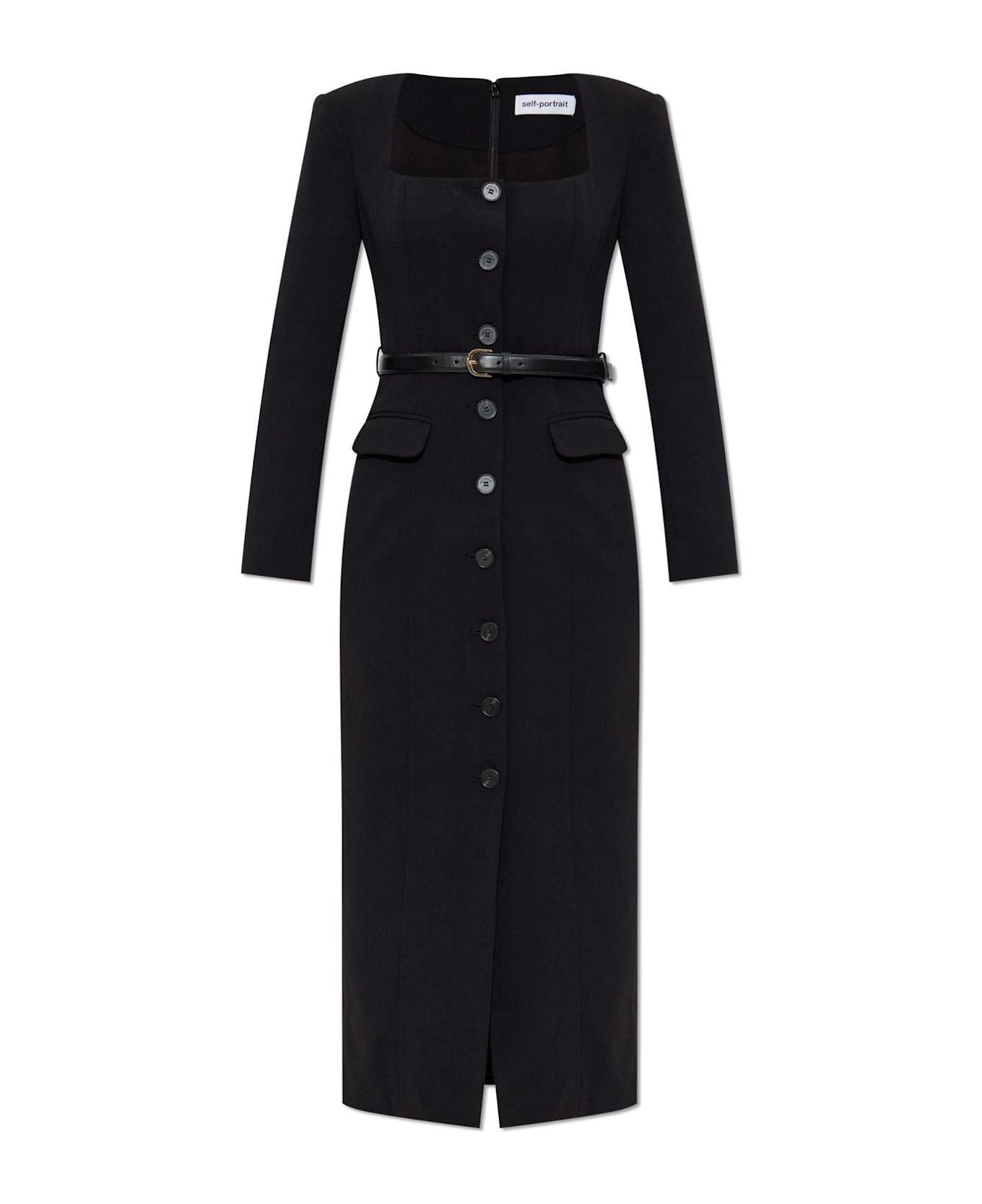 self-portrait Dress With Button Fastening - Black