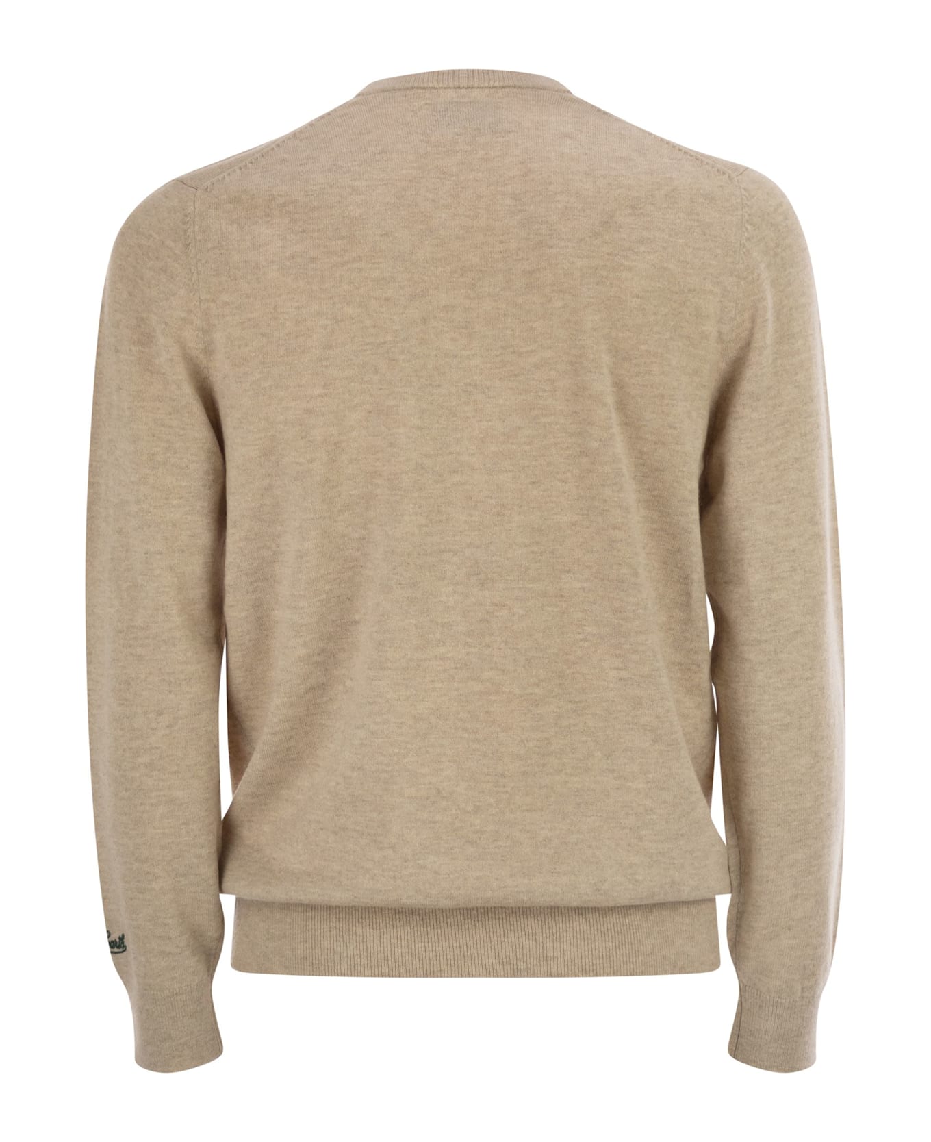 MC2 Saint Barth Heron - Crew Neck Jumper With Embroidery On The Chest - Beige