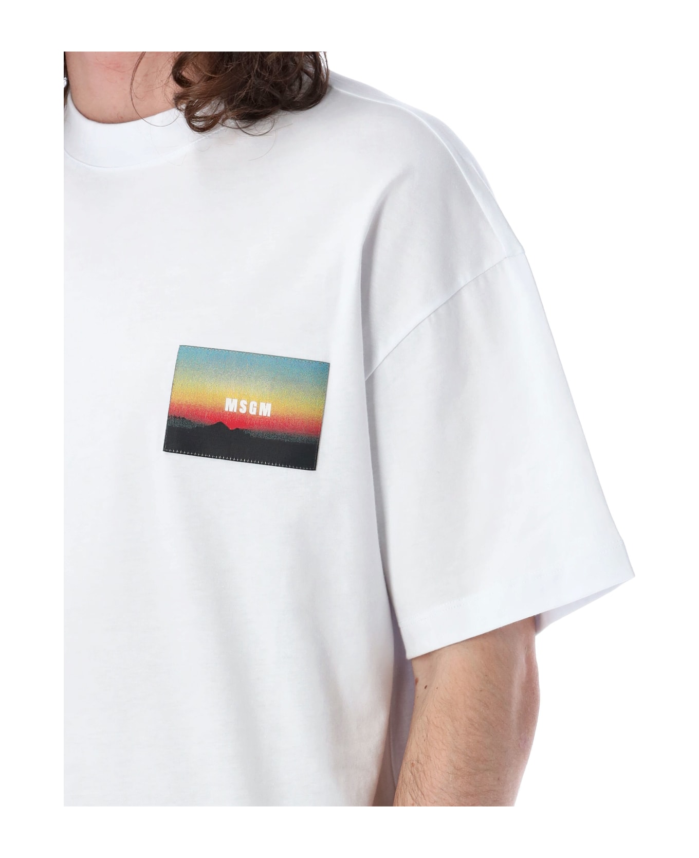 MSGM Sunrise Patch T-shirt - OPTICAL WHITE