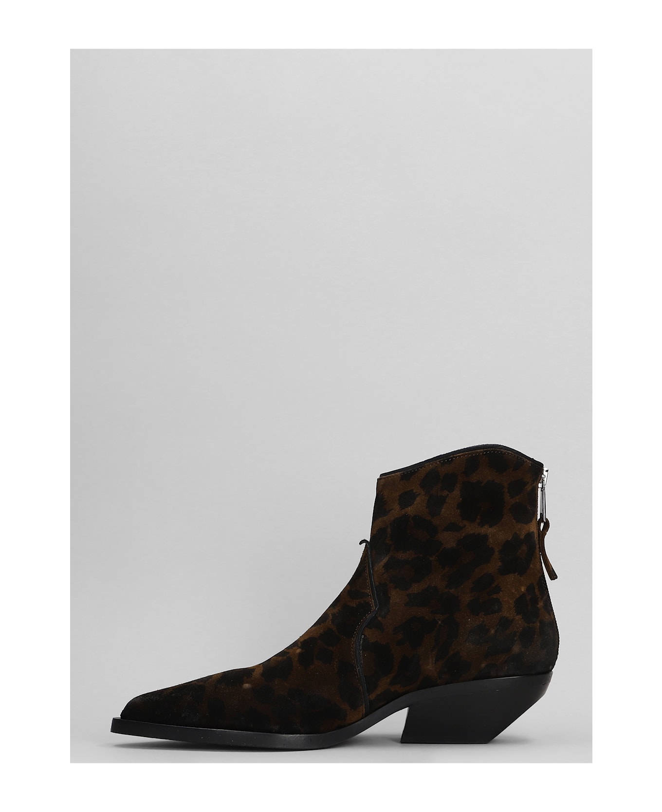 Elena Iachi Texan Ankle Boots In Animalier Suede - Animalier