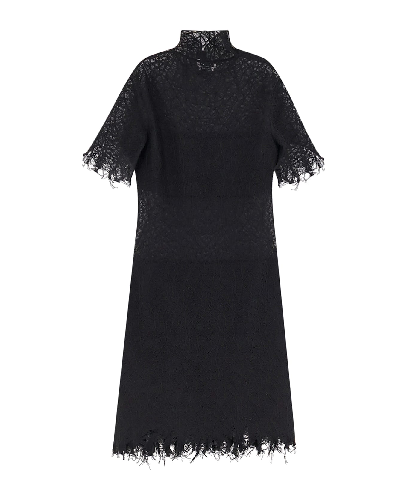 Alexander McQueen Lace Dress With Cotton Inserts And Organic Silk - Black
