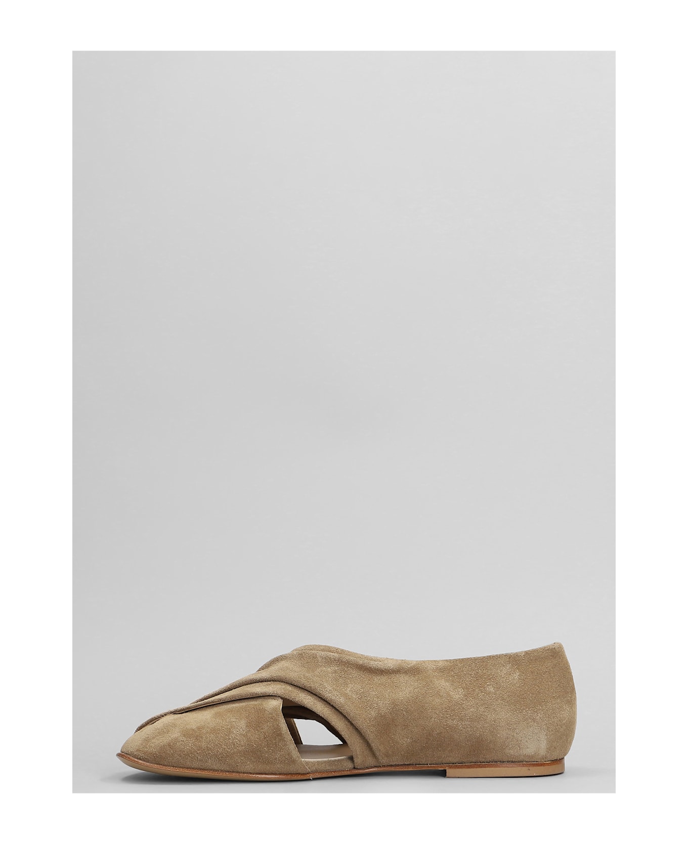 Elena Iachi Ballet Flats In Camel Suede - Camel