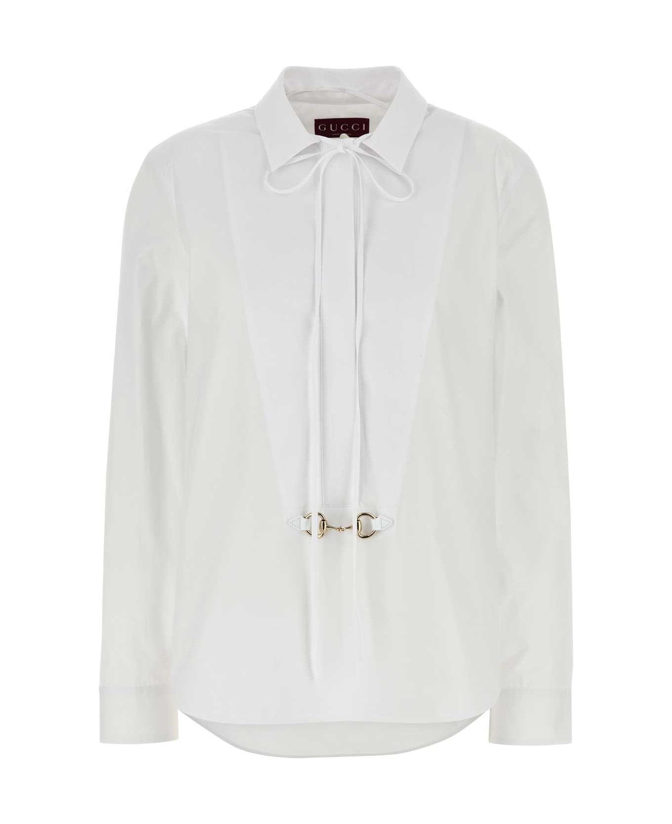 Gucci White Poplin Shirt - WHITE