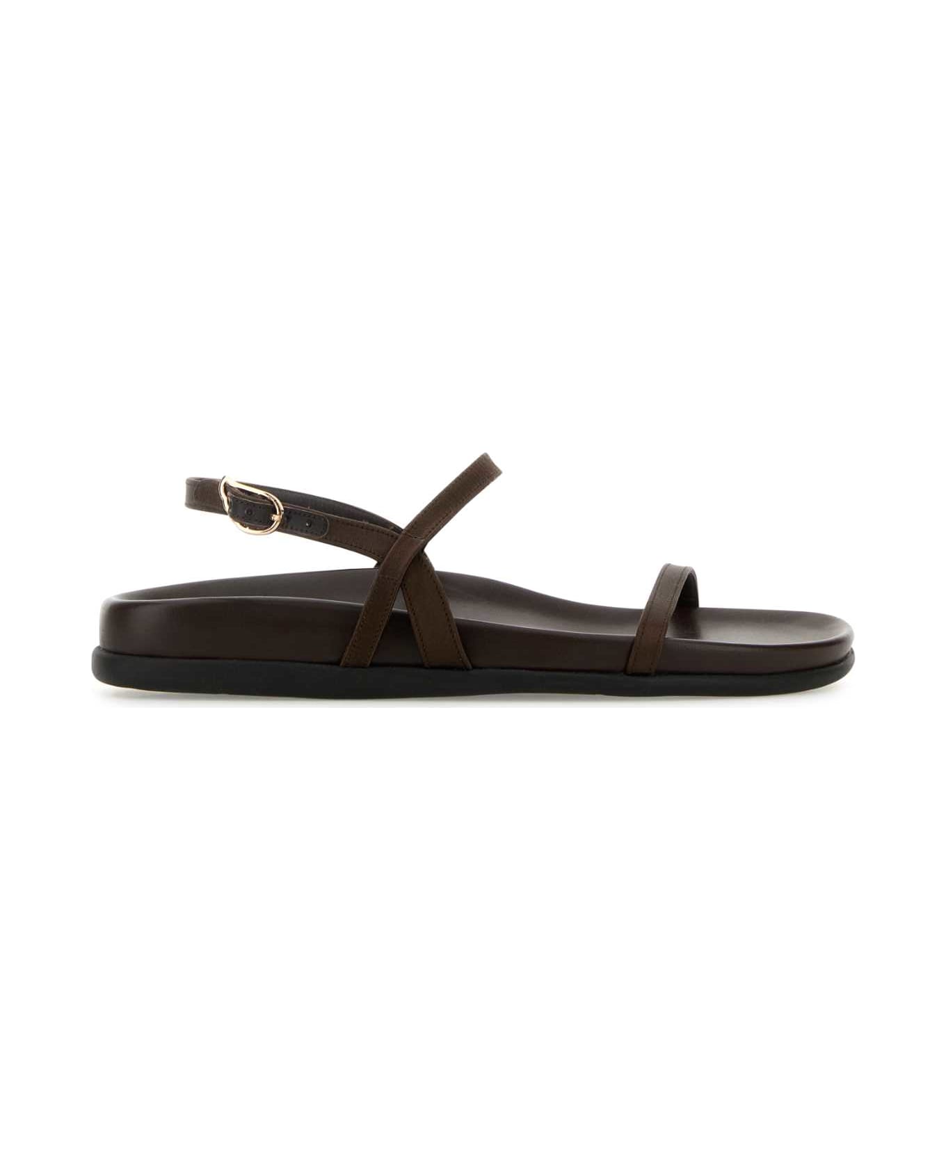 Ancient Greek Sandals Brown Satin Evriali Sandals - BROWN