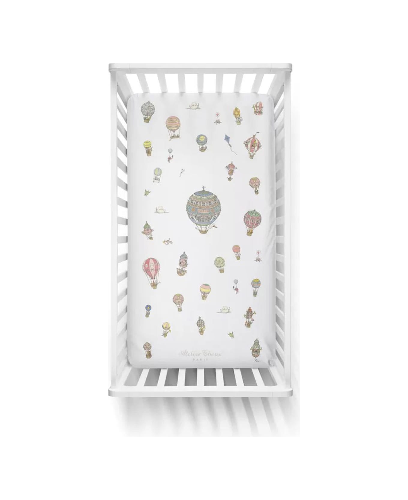 Atelier Choux Fitted Sheet Hot Air Balloons - White