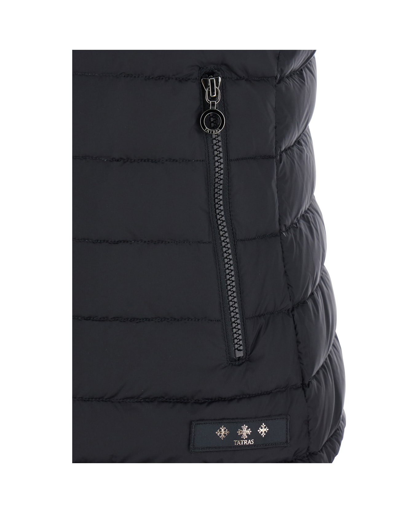 TATRAS Black Sleeveless Vest With Fur Hood In Tech Fabric Woman - Black