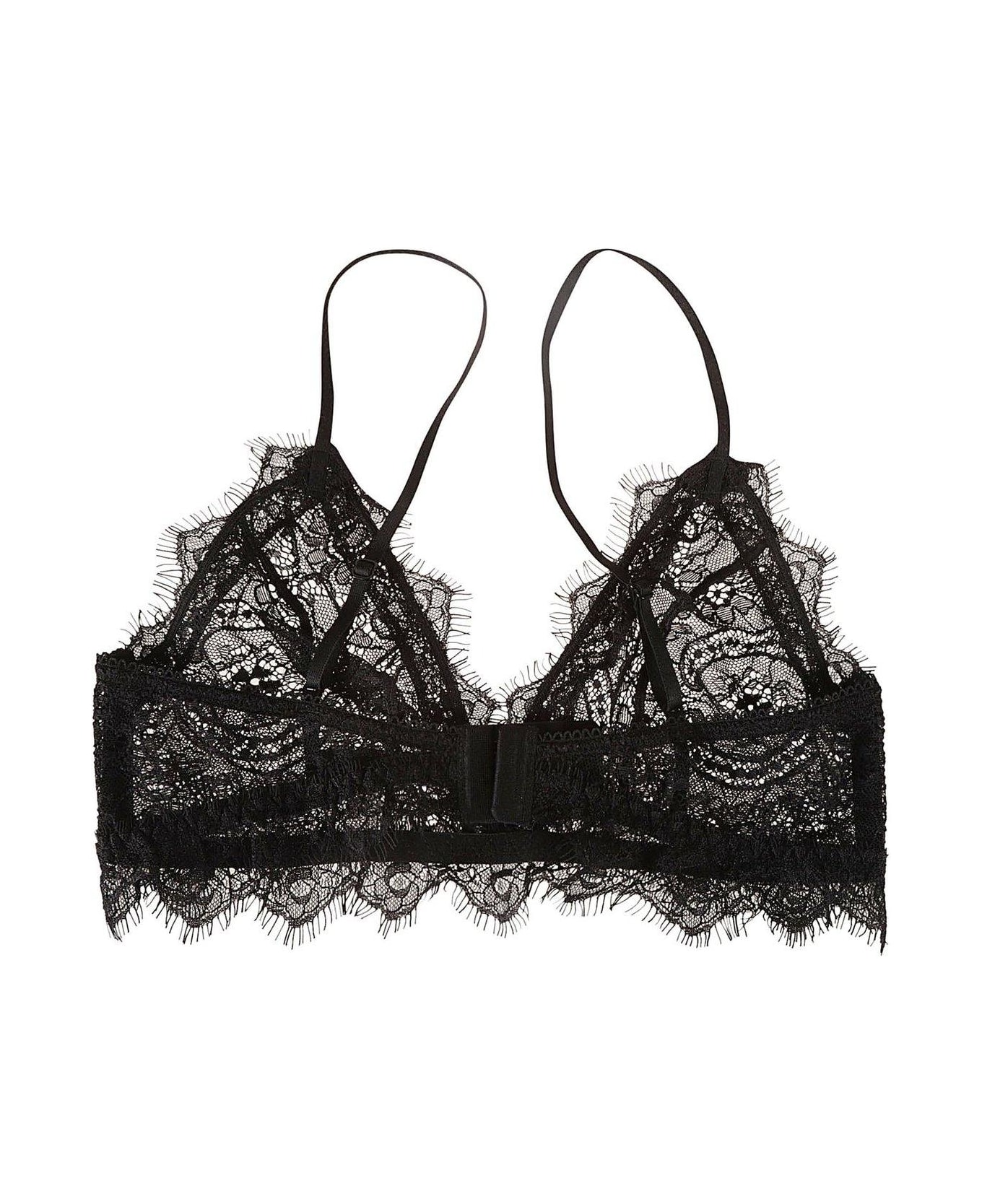 Anine Bing Triangle Cup Sheer Lace Bra - Nero