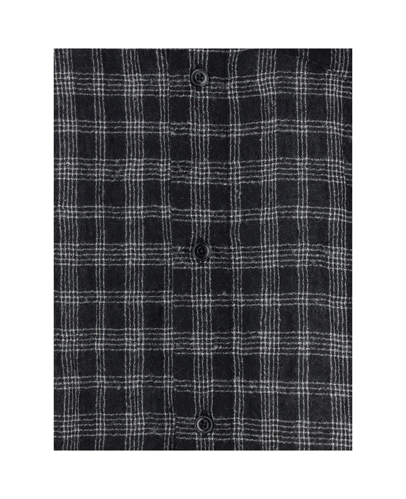 Tonywack Black Shirt With Check Motif In Wool Blend Man - Black