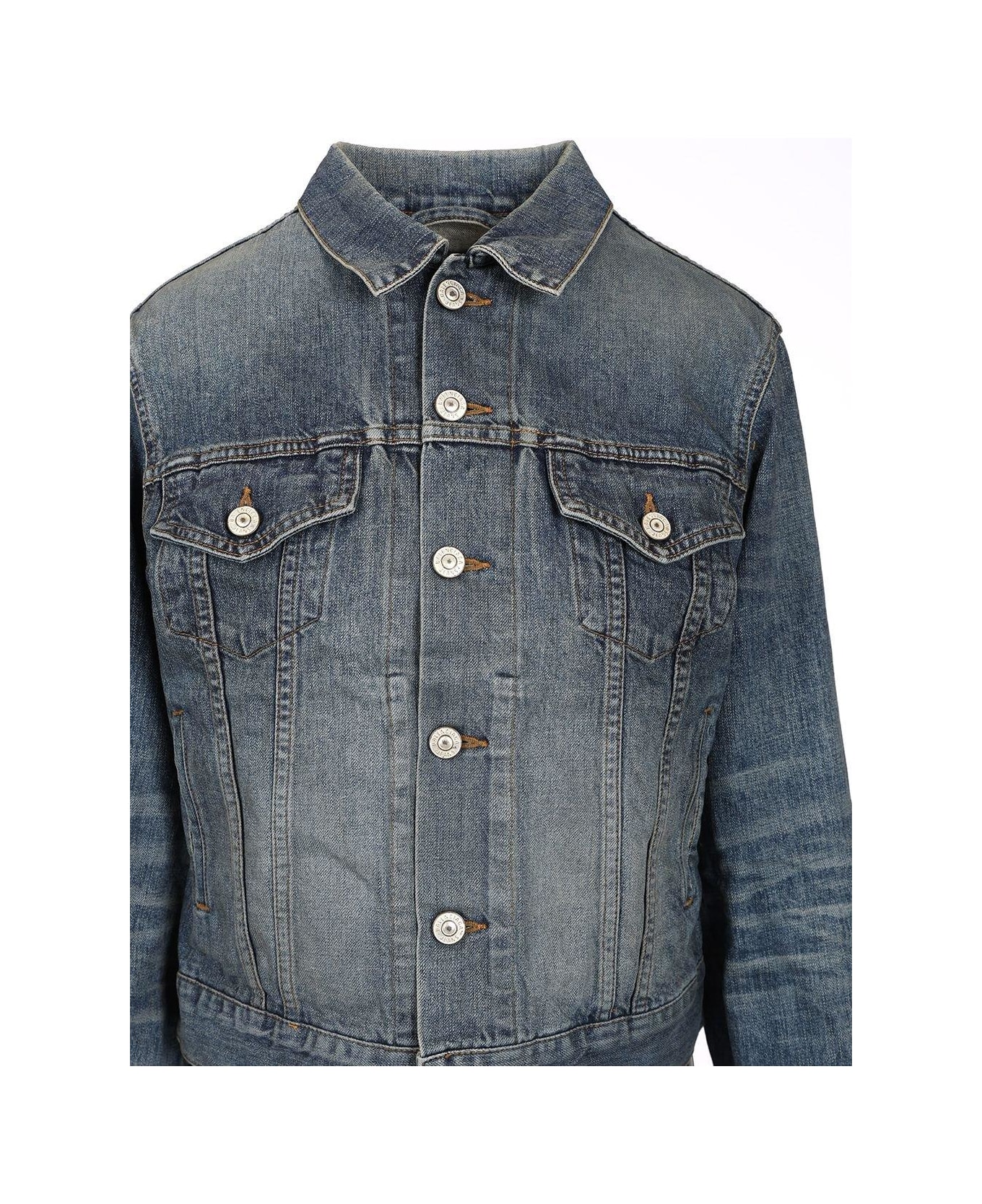 Balenciaga Collared Button-up Denim Jacket - Blue