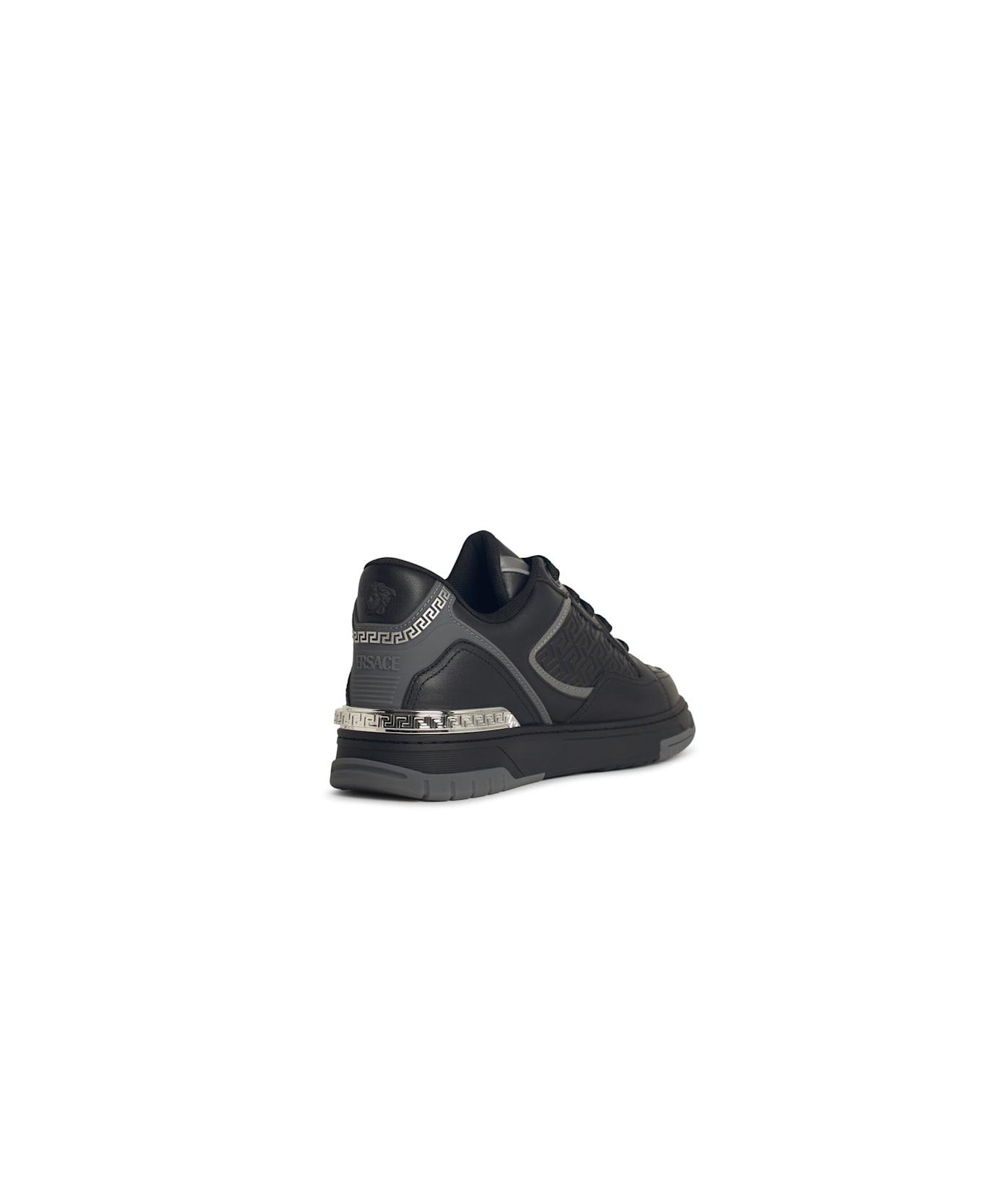 Versace 
greca
 Black Leather Blend Sneakers - BLACK