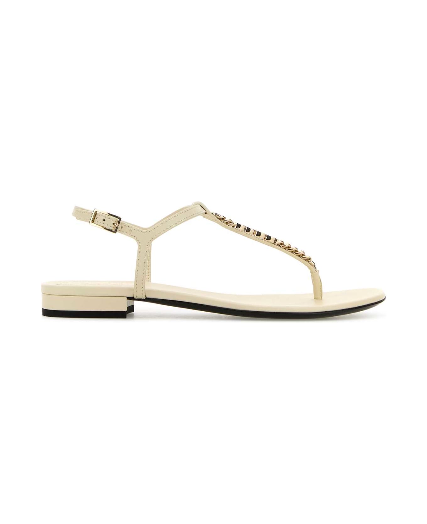 Gucci Ivory Leather Signoria Thong Sandals - NEWIVOIRE