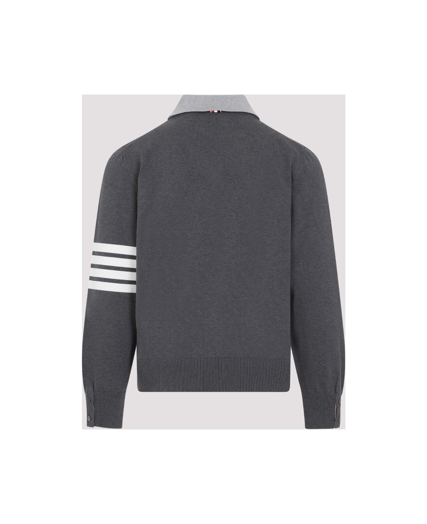 Thom Browne Polo With V-neck Pullover - Med Grey