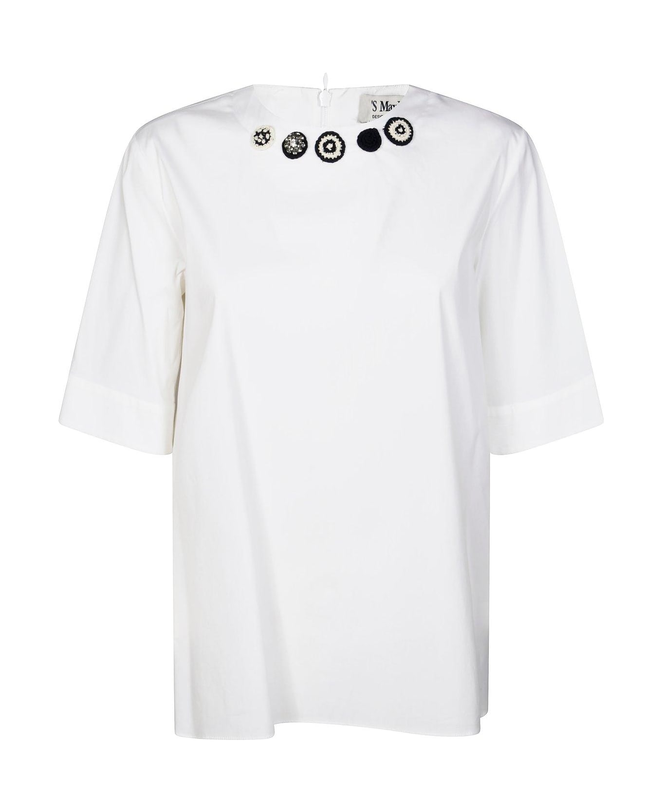 
S Max Mara Dora Embellished Crewneck Top - WHITE