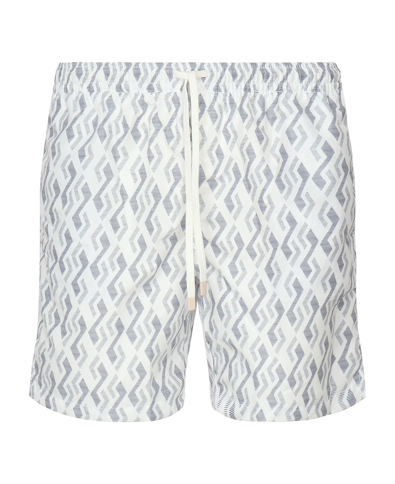 Eleventy Swimming Costume With Geometric Print - White