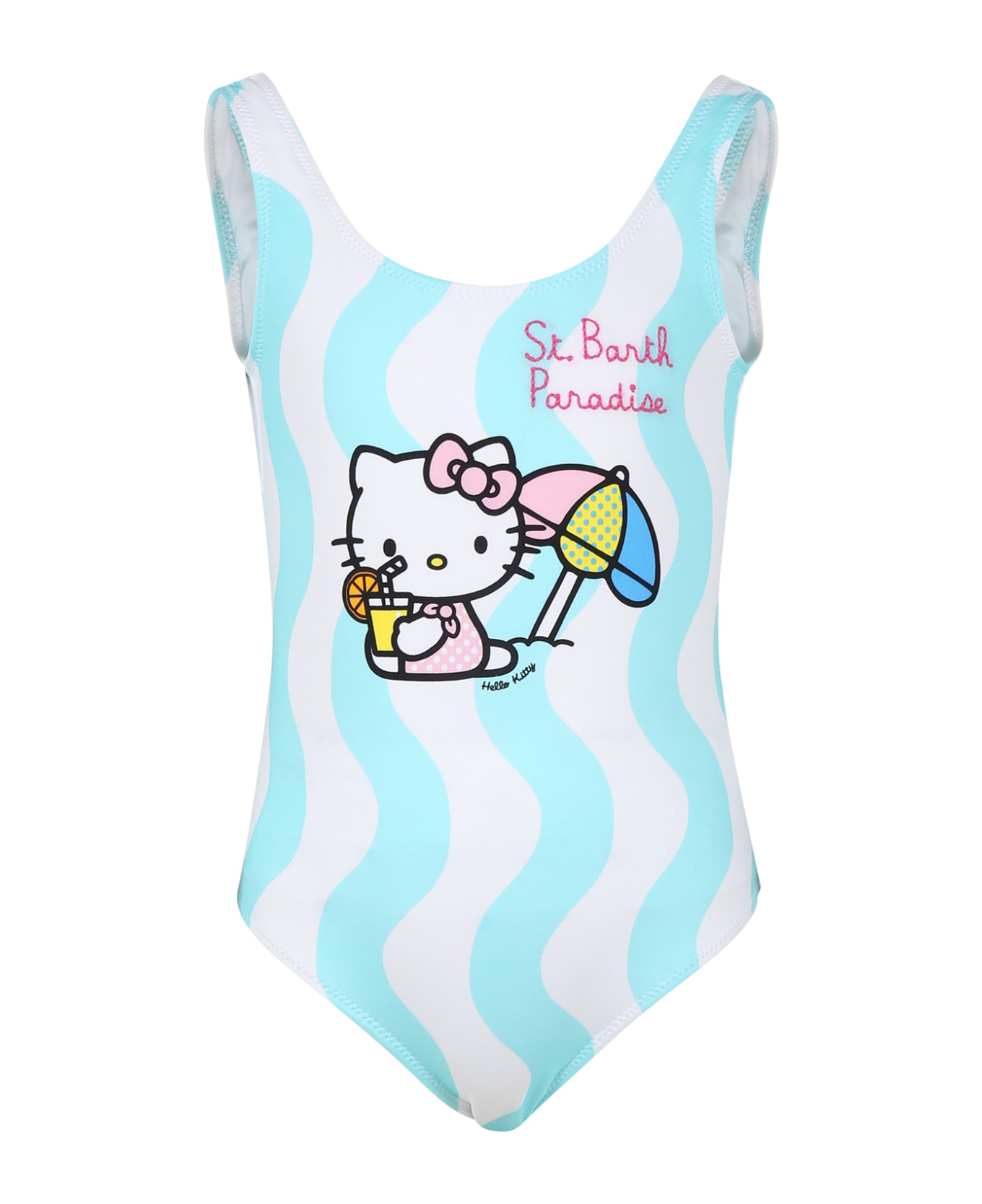 MC2 Saint Barth White Swimsuit For Girl With Hello Kitty Print - White 水着