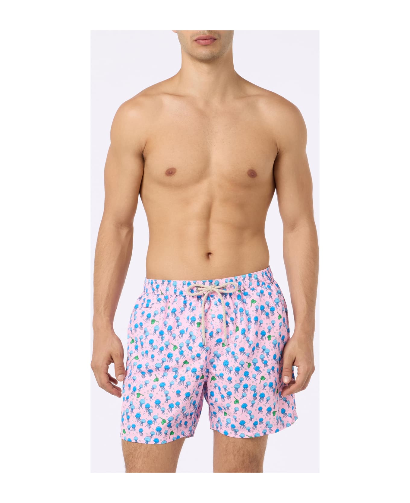 MC2 Saint Barth Man Lightweight Fabric Swim-shorts Lighting Micro Fantasy With Jellyfishes Print - PINK