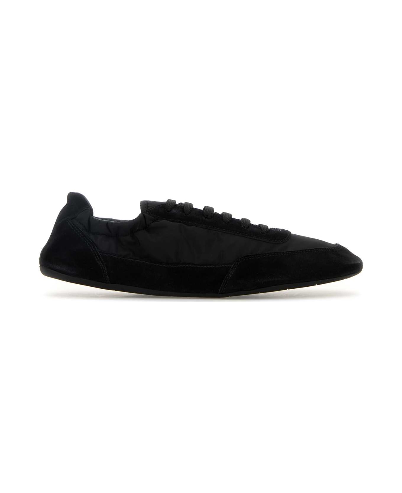 Prada Black Re-nylon And Suede Collapse Sneakers - NERO