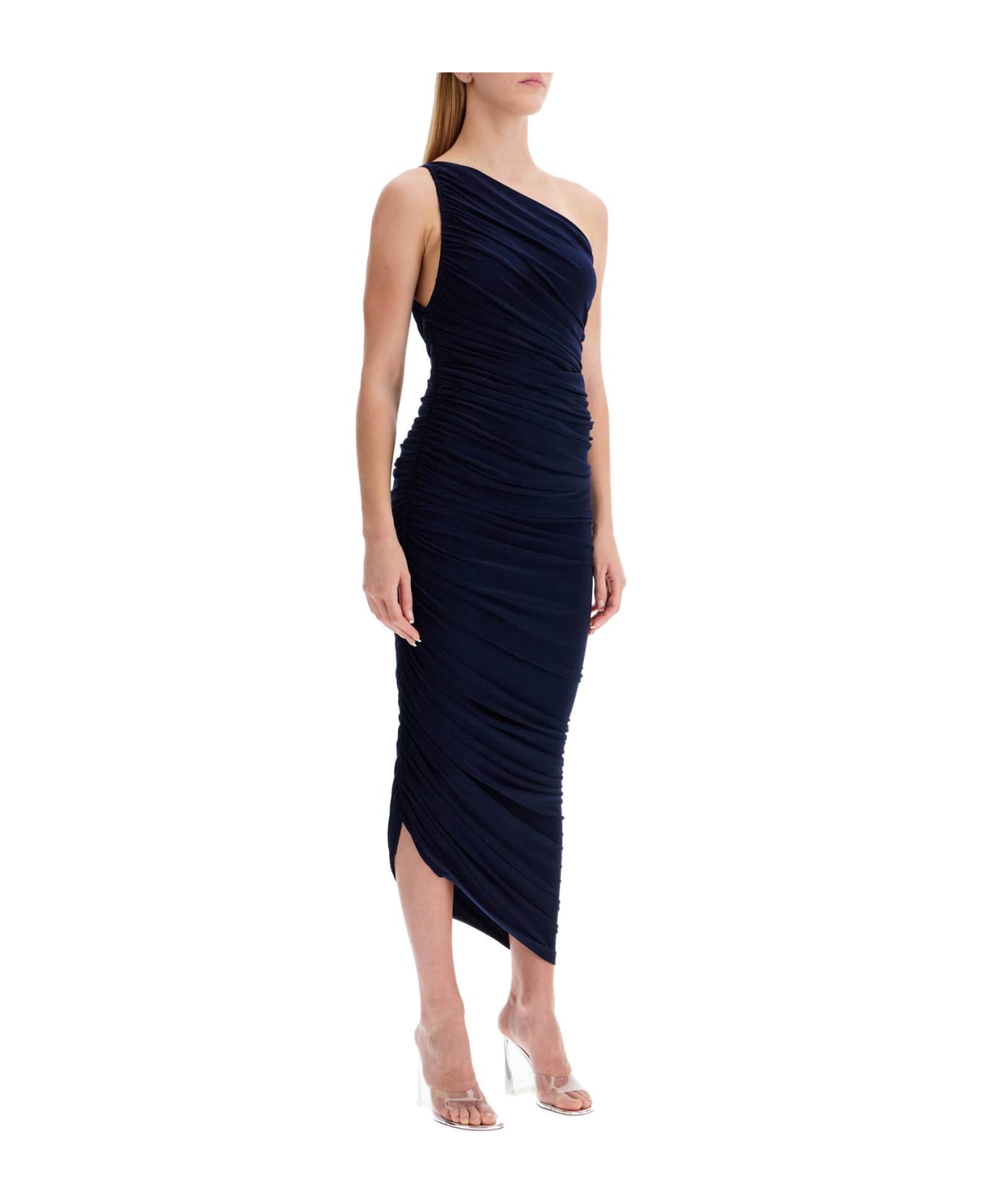 Norma Kamali Asymmetric Diana Lycra Dress - TRUE NAVY (Blue)