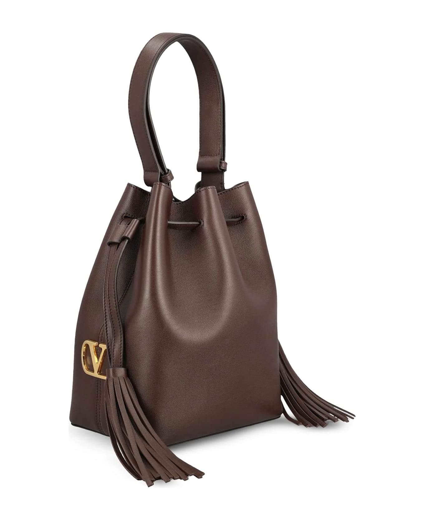 Valentino Garavani So Seau Leather Bucket Bag - DARK COFFEE