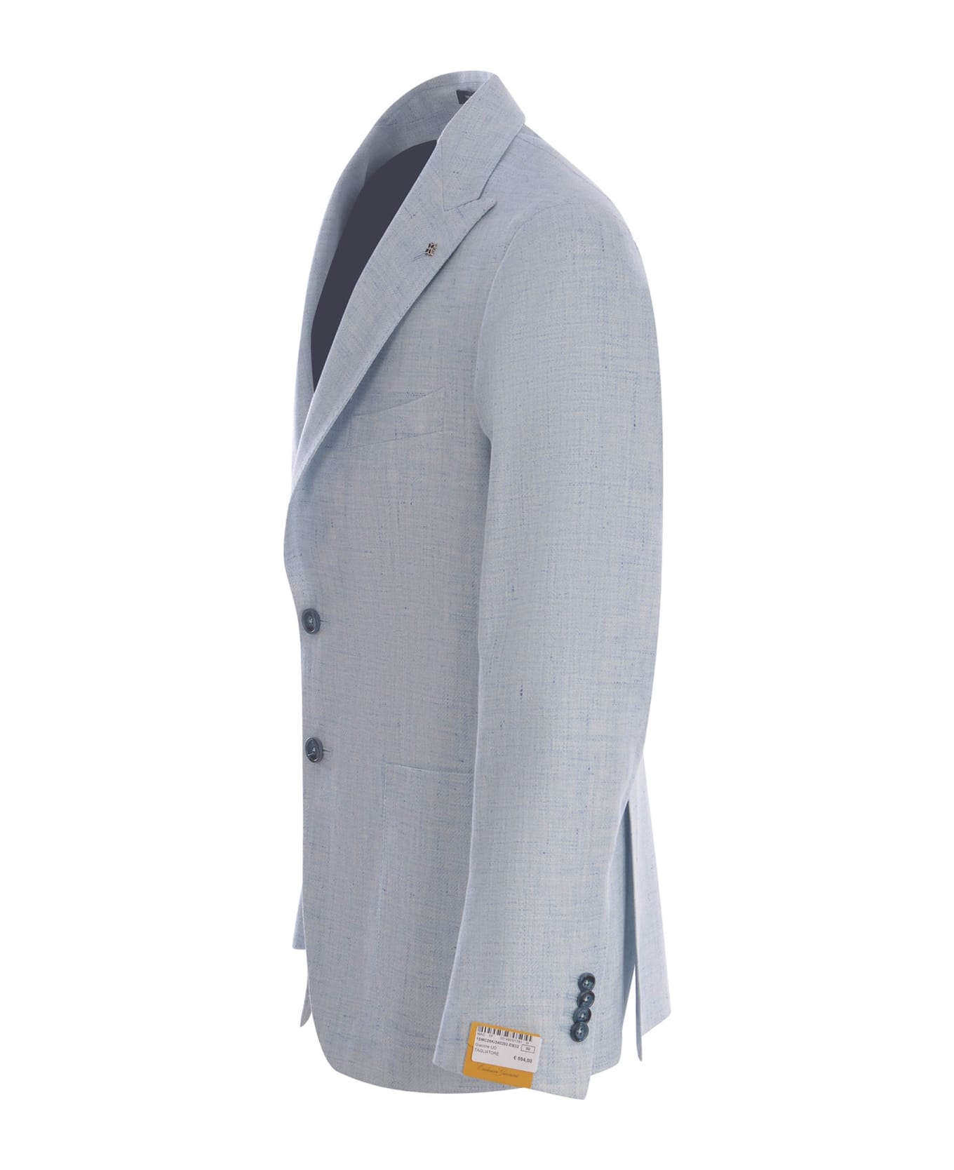 Tagliatore Single-breasted Jacket Tagliatore In Linen And Cotton - Celeste chiaro