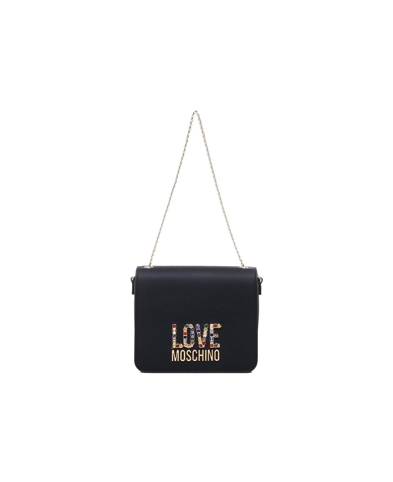 Love Moschino Embellished Chain-linked Shoulder Bag - Nero