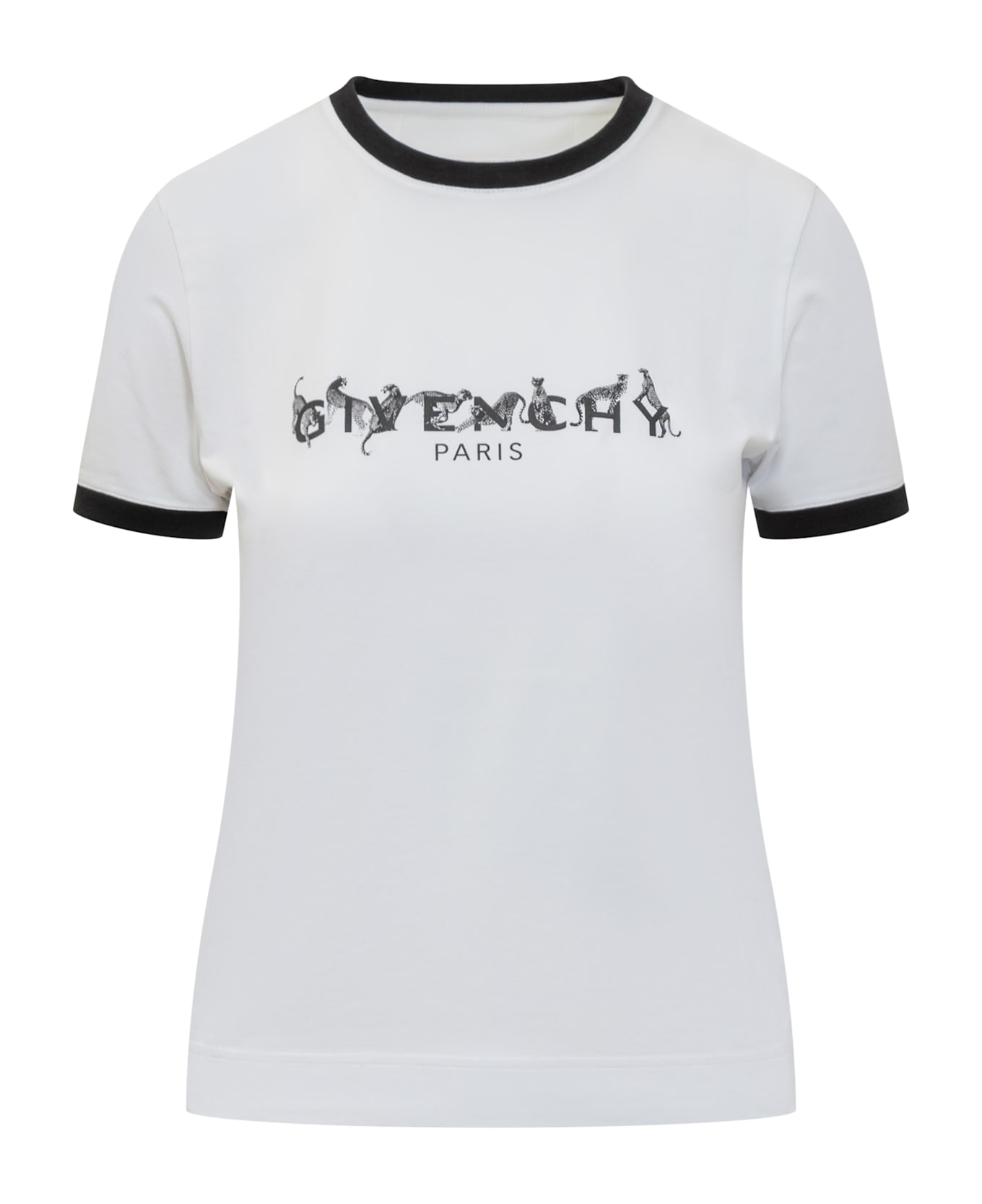 Givenchy White And Black Cotton T-shirt - White/black
