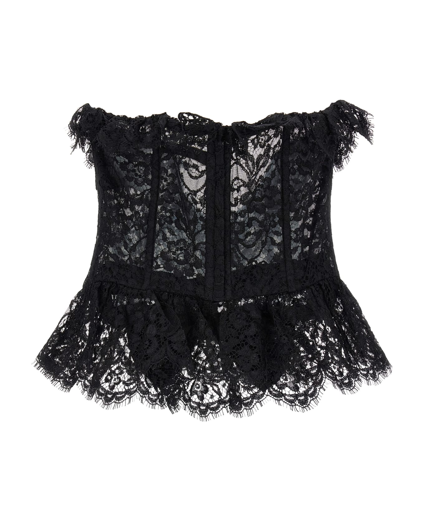 Alessandra Rich Lace Bow Bustier Top - Black   トップス