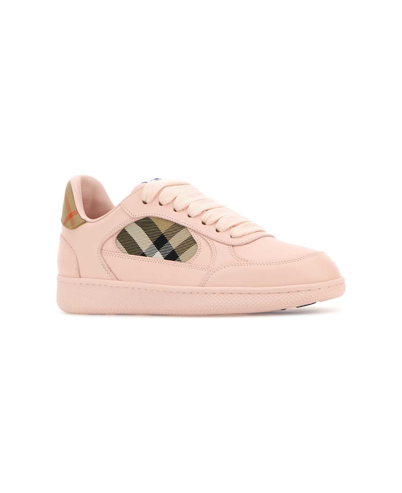 Burberry Pink Leather Terrace Sneakers - FLORA