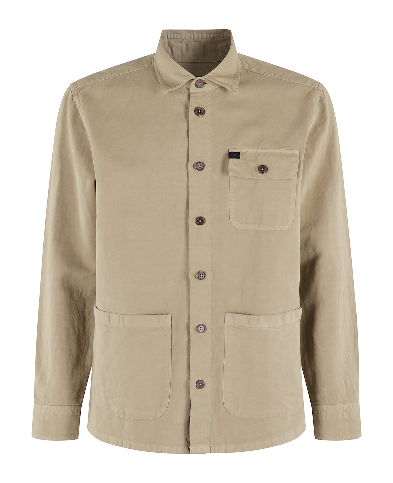 Fay Overshirt Canvas Over Fit Shirt - Crema