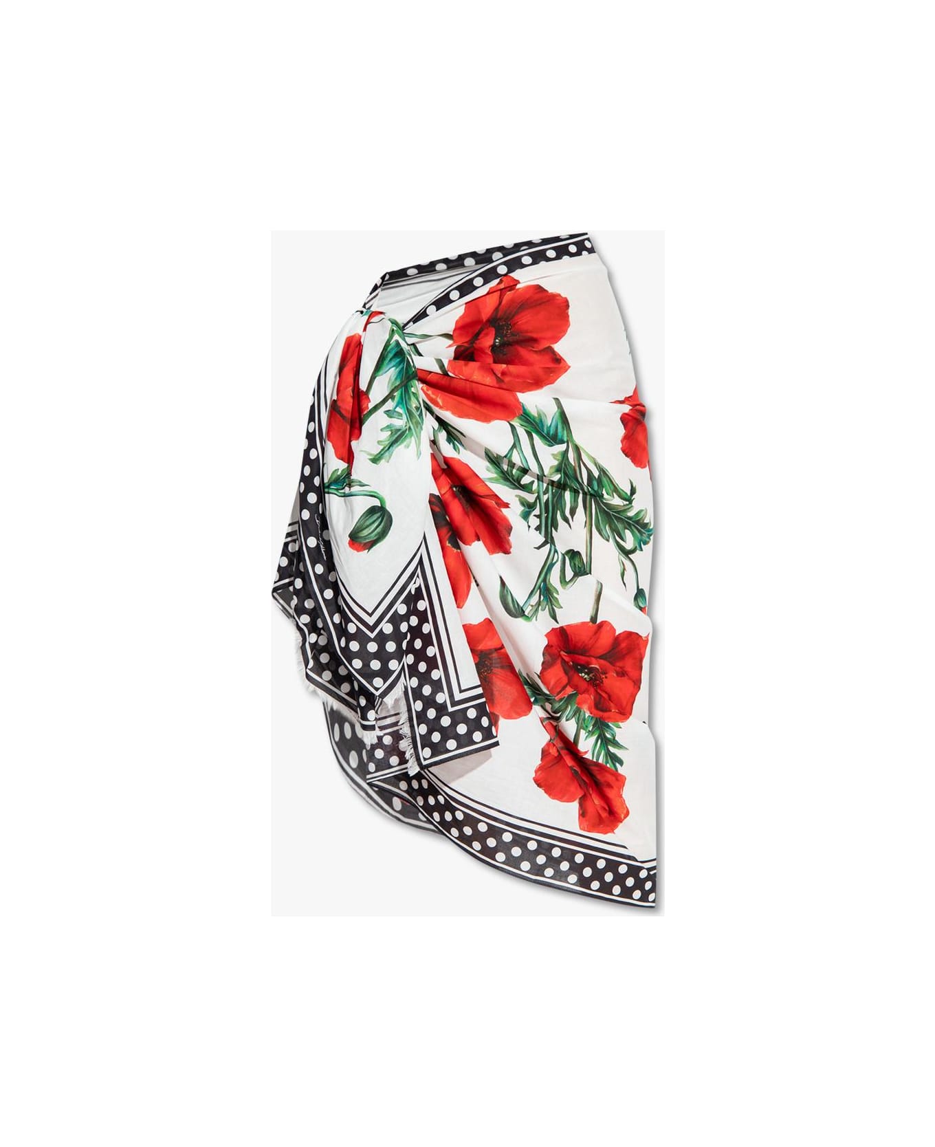 Dolce & Gabbana Floral Printed Scarf - PAPAVERI FDO BCO NAT