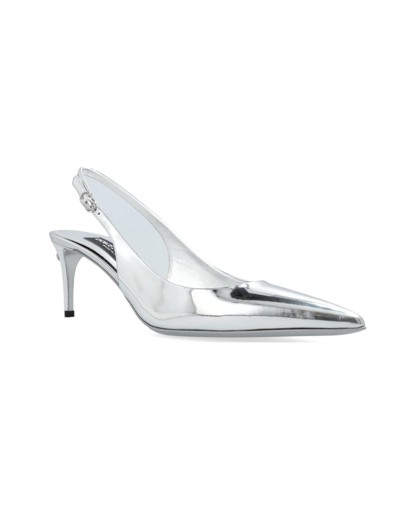 Dolce 
Gabbana Dg Logo Plaque Slingback Pumps - Silver
