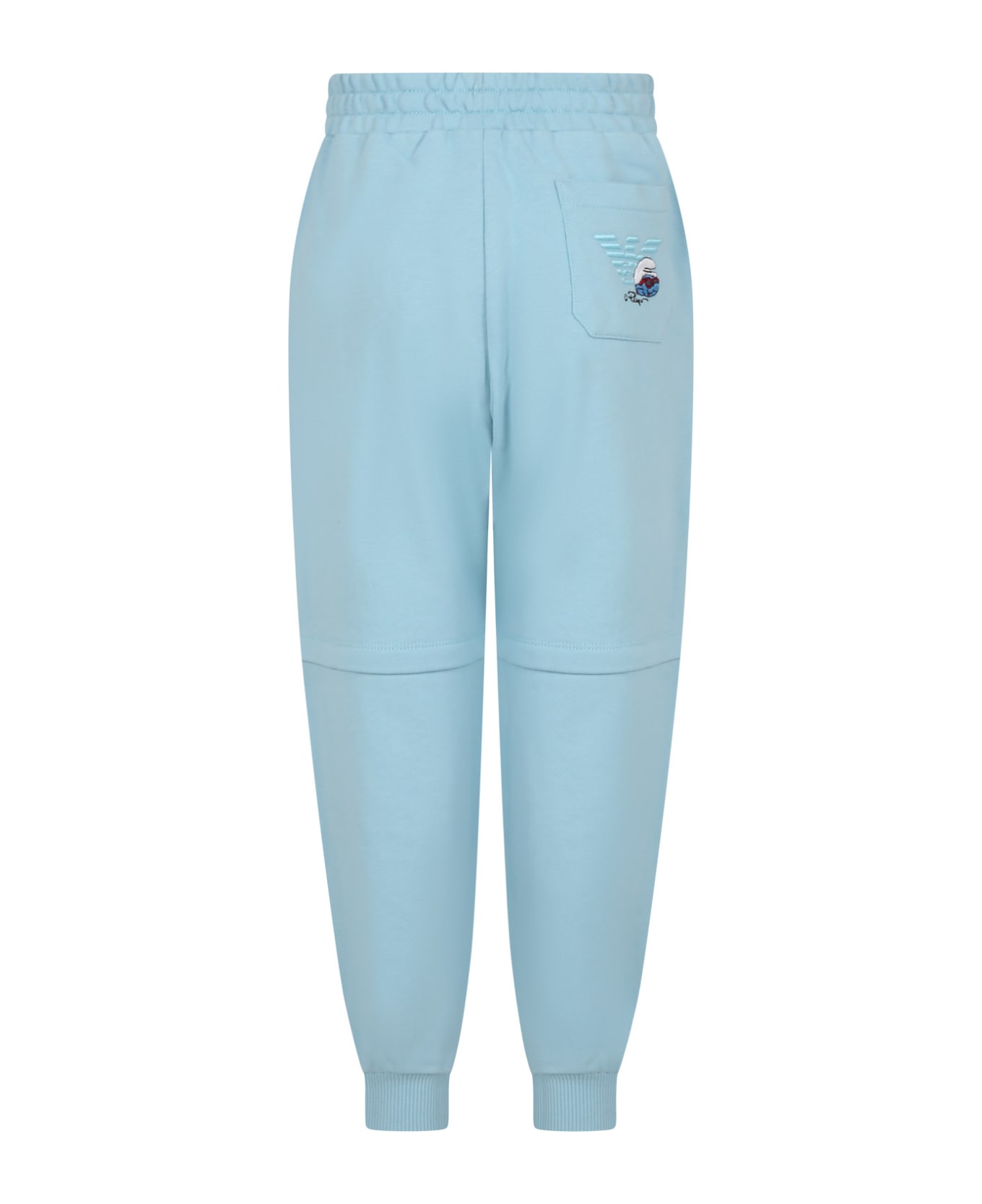 Emporio Armani Light Blue Trousers For Boy With The Smurfs - Light Blue