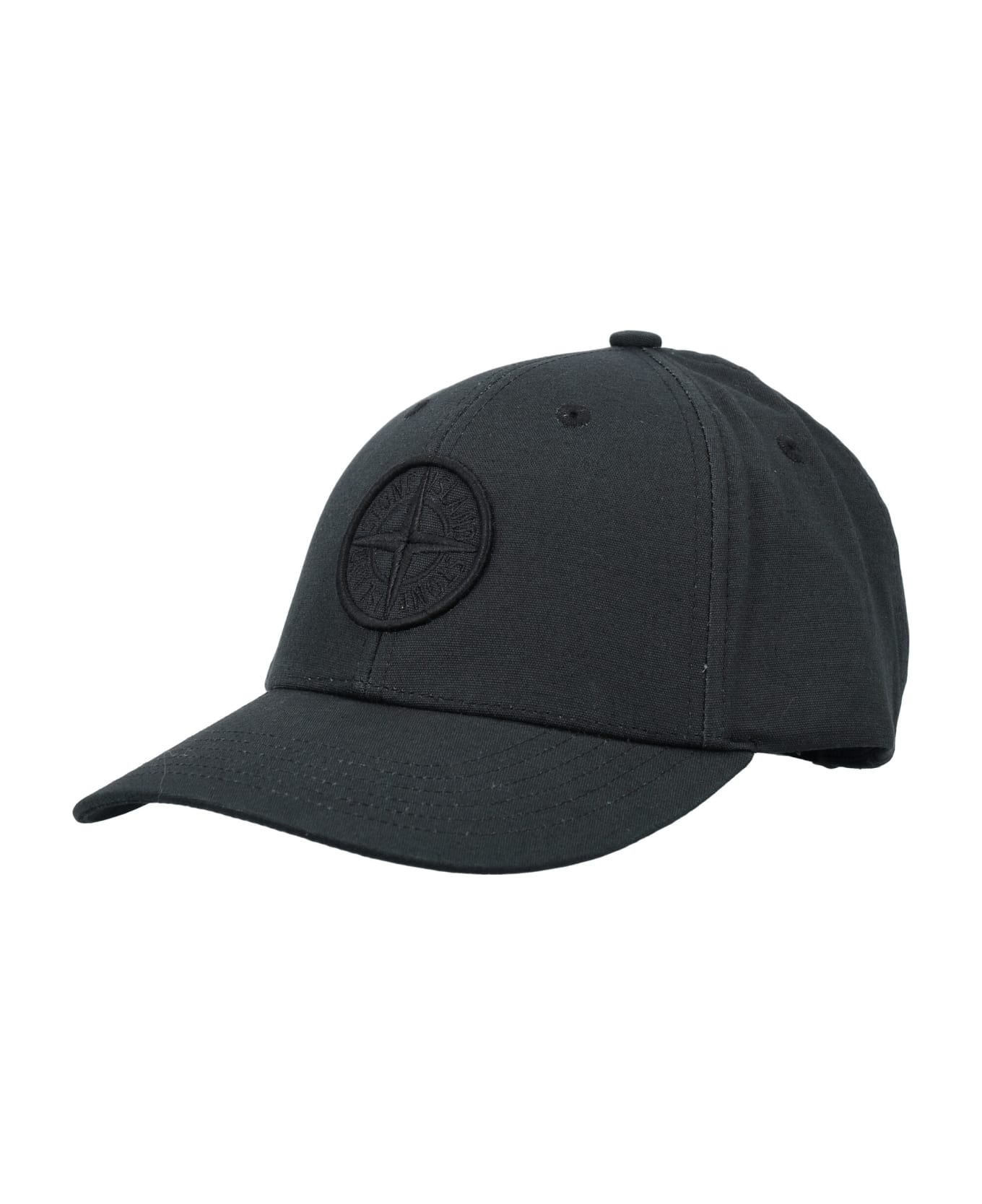 Stone Island Logo Embroidered Curved-peak Baseball Cap - black