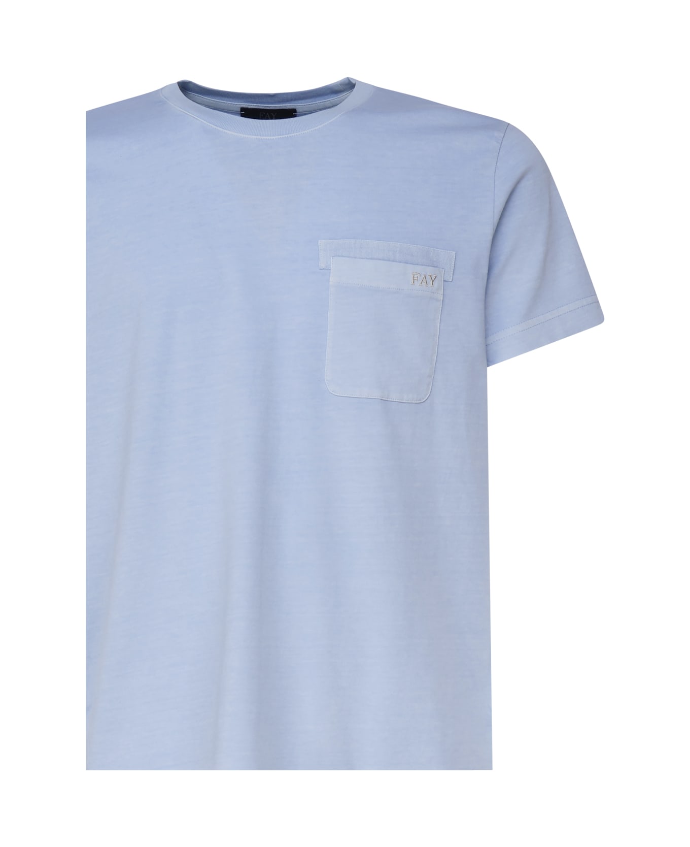Fay T-shirt With Pocket - Light blue