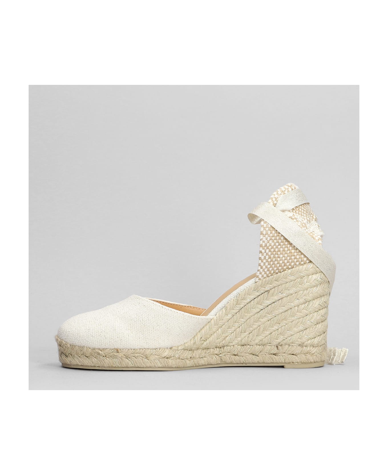 Castañer Carina-8-032 Wedges In White Canvas - white