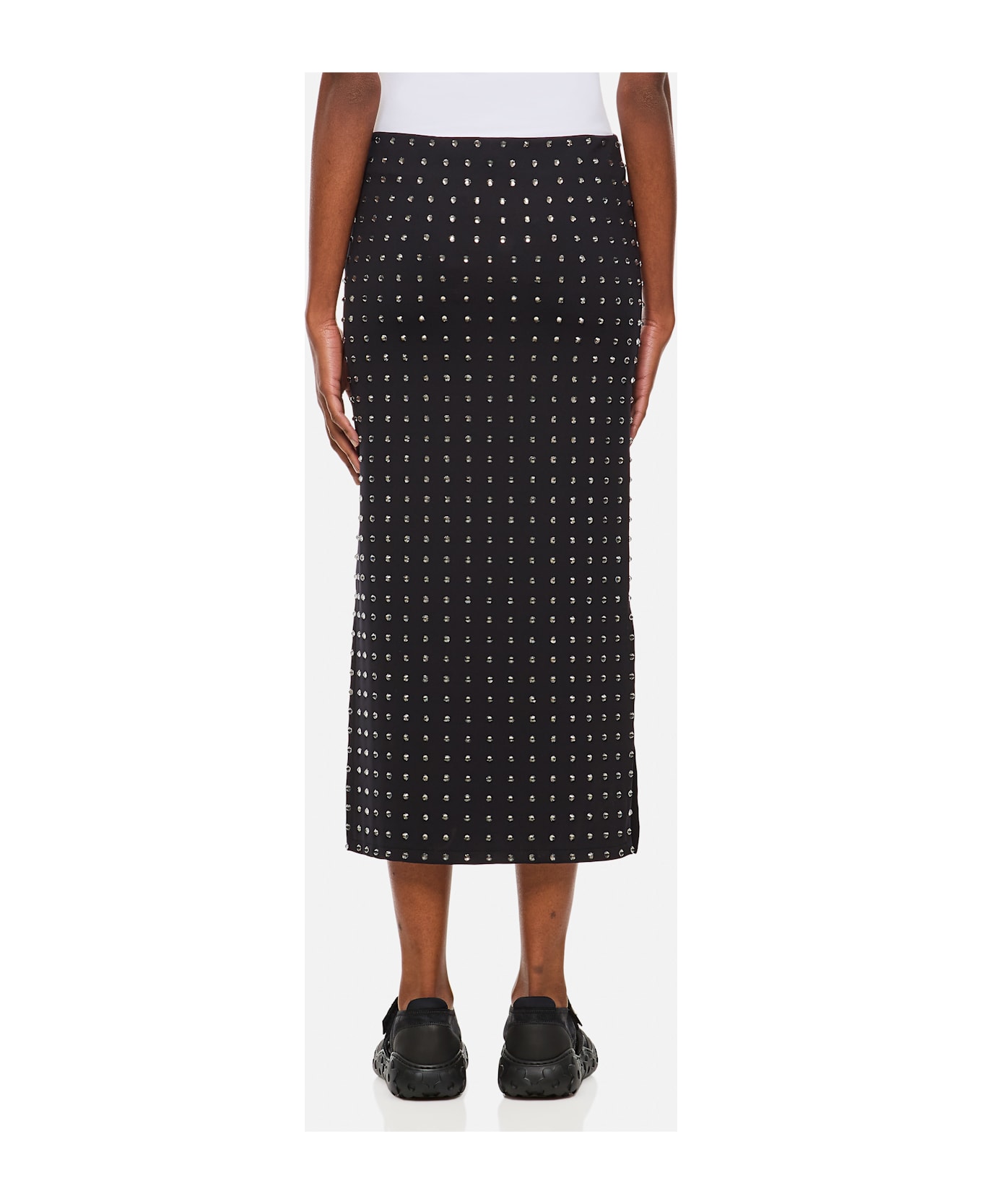 SportMax Nome Crystal Lycra Midi Skirt - Nero