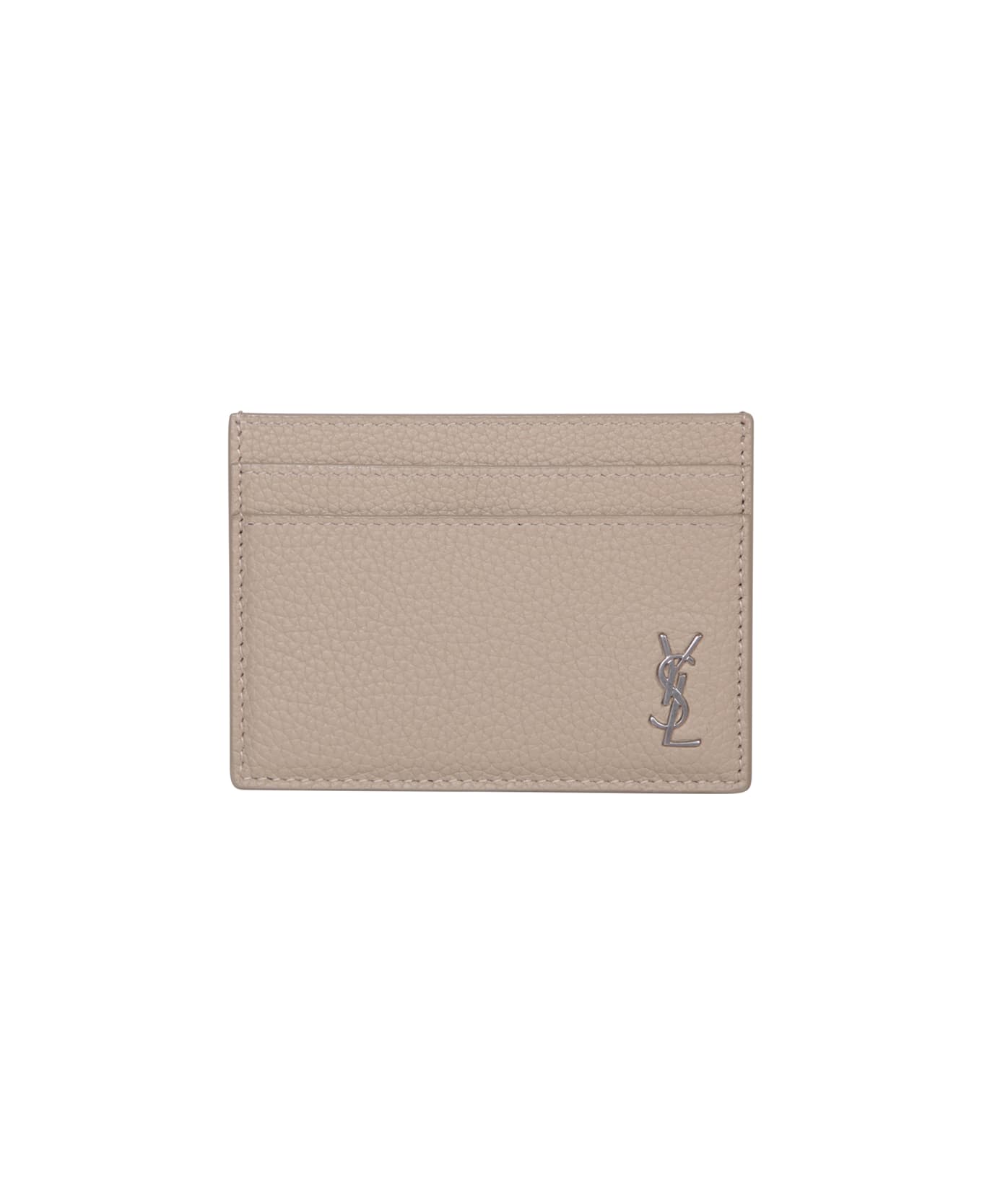 Saint Laurent Tiny Cassandre Beige Cardholder - White