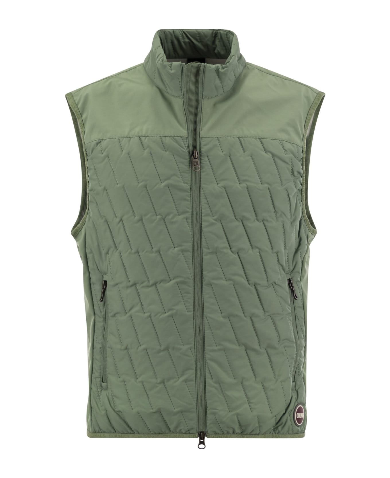 Colmar Quilted Waistcoat With Softshell Inserts - Green