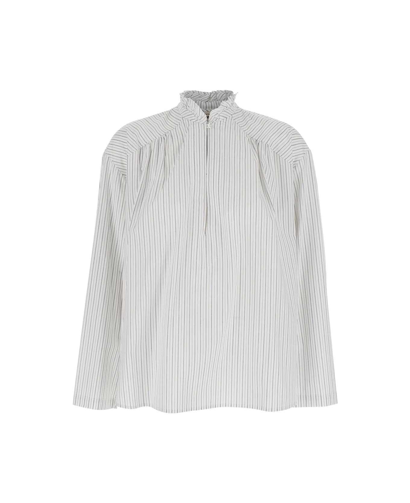 SEMICOUTURE 'fabrizia' White Shirt With Stripe Motif And