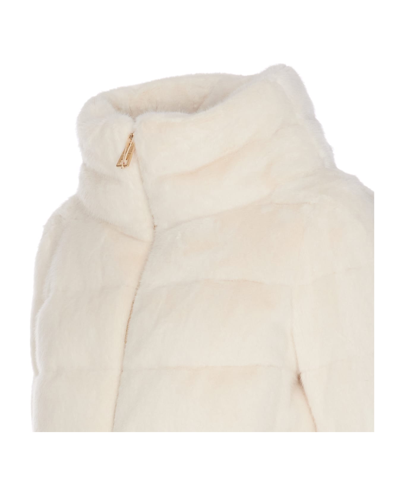 Herno Fur Effect Cape Down Jacket - Bianco