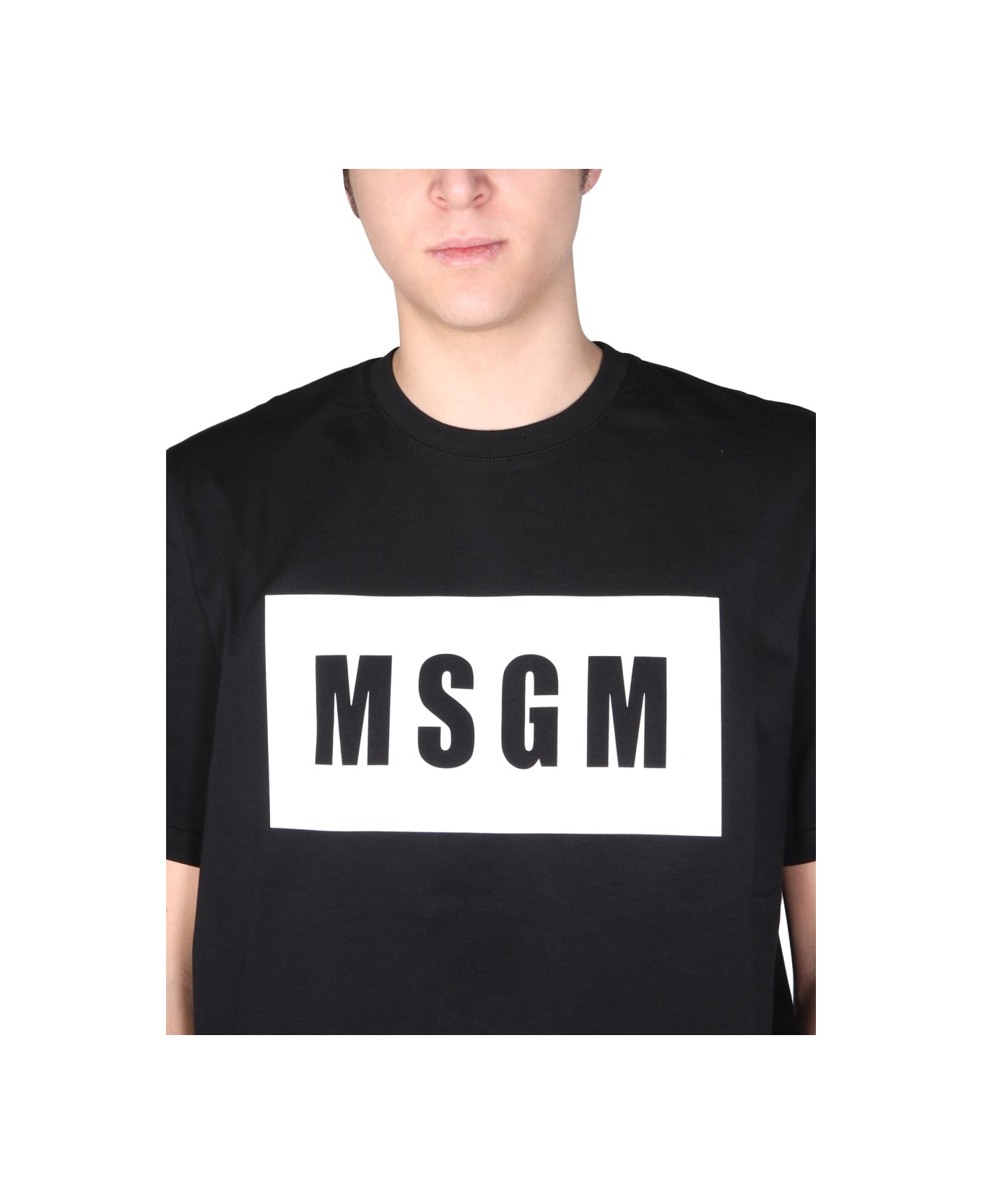 MSGM T-shirt With Logo Box - BLACK シャツ