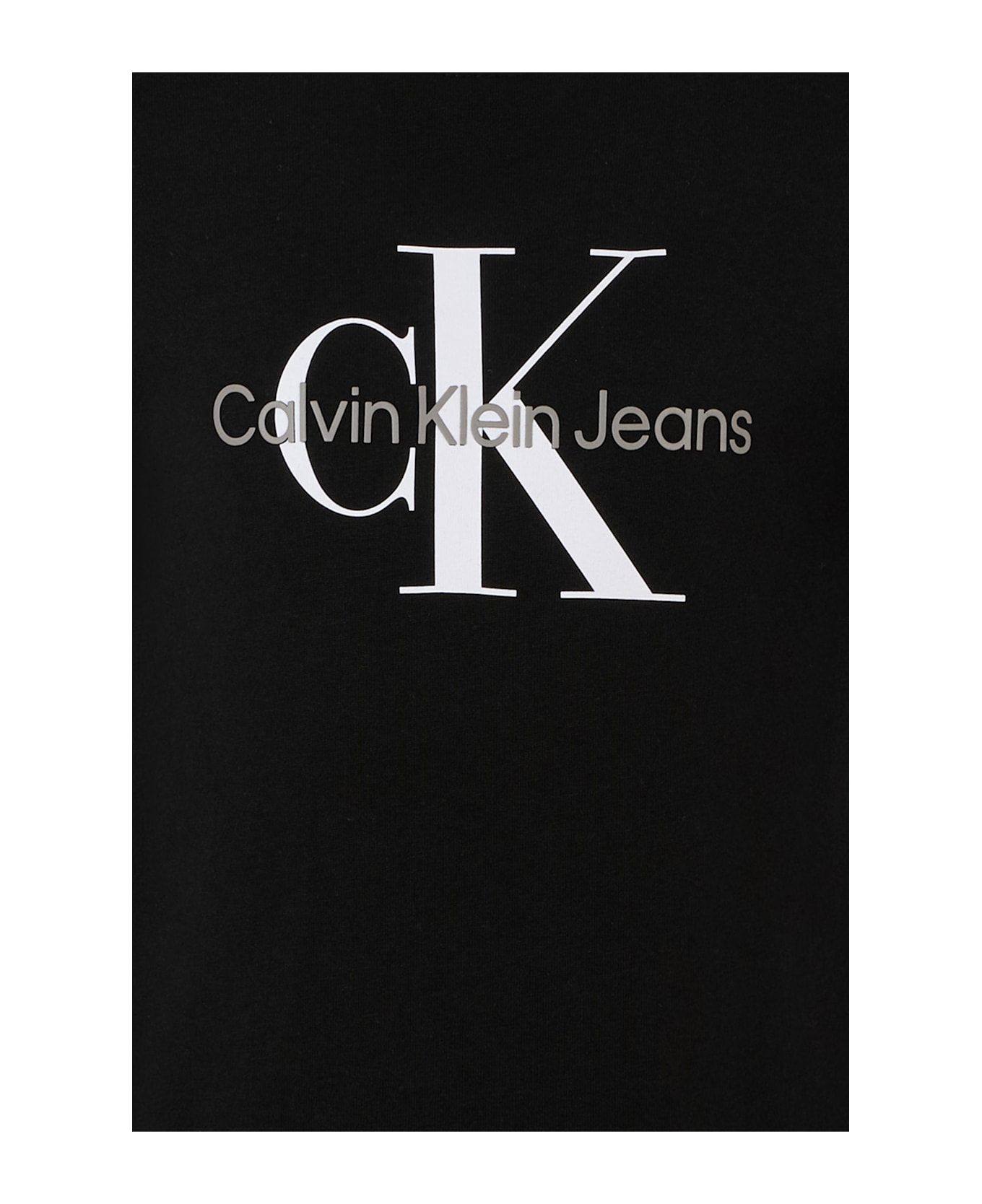 Calvin Klein Black T-shirt For Kids With White Logo - Black