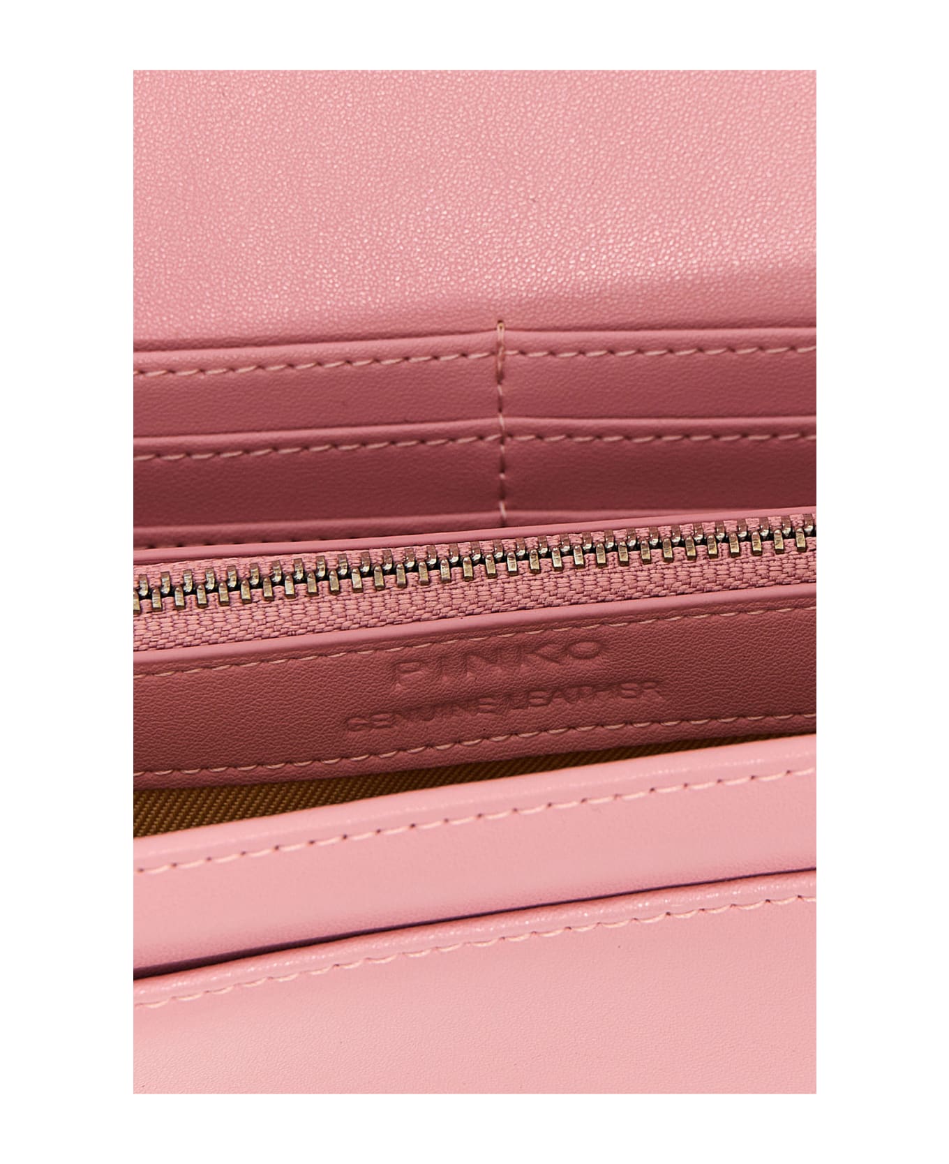 Pinko Love One Leather Wallet On Chain - Pink