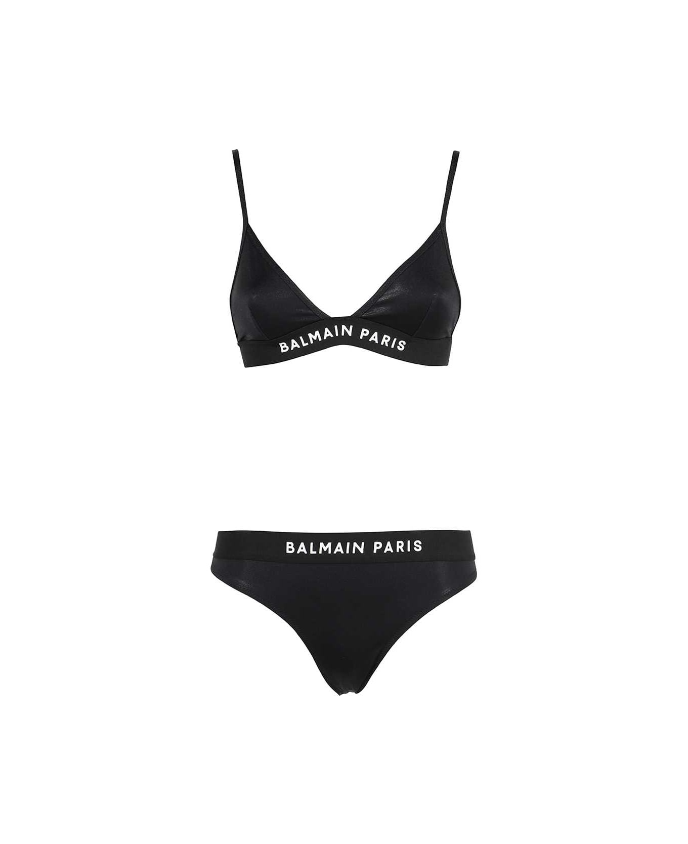 Balmain Triangle Bra Bikini - black