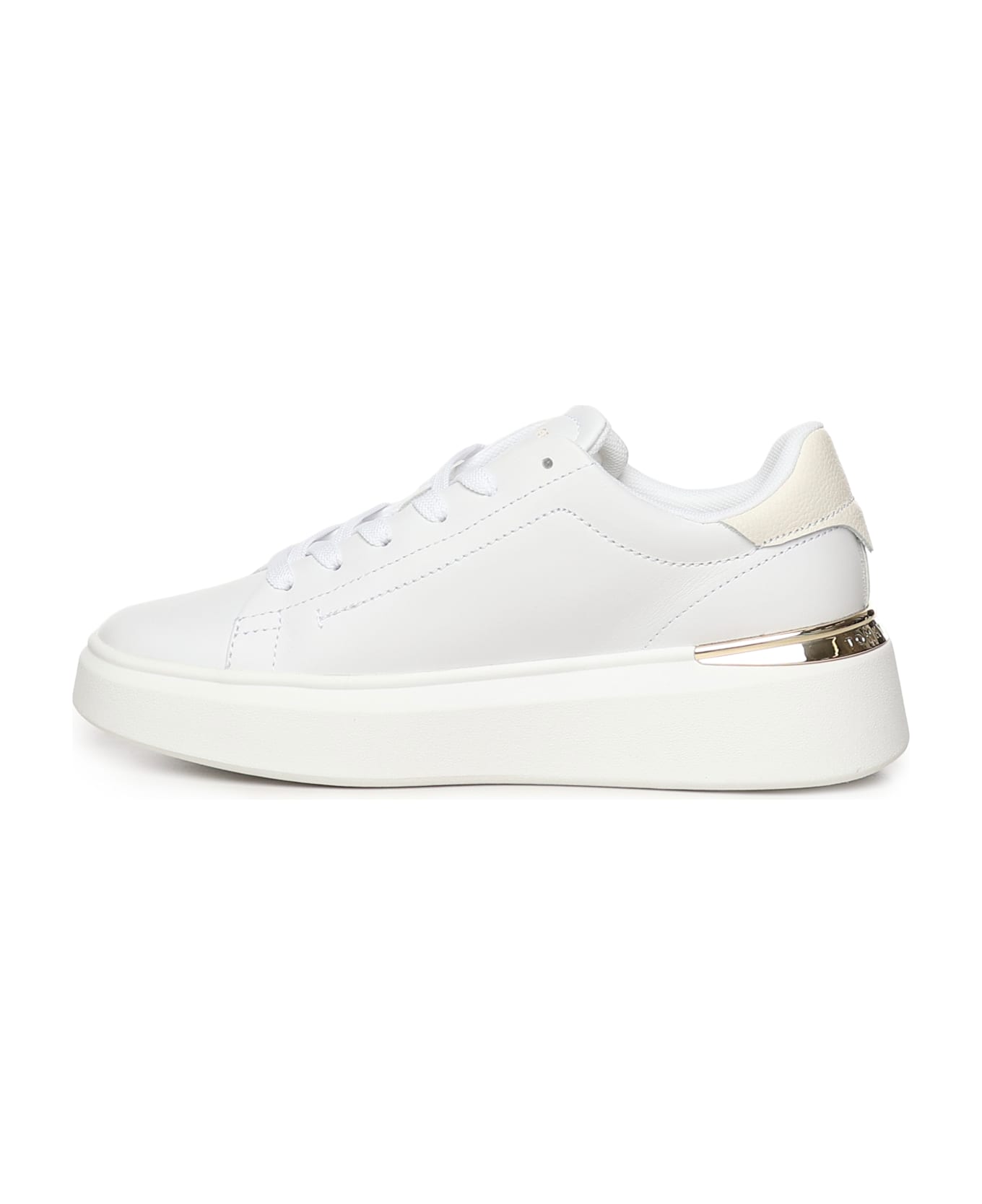 Tommy Hilfiger Leather Sneakers With Monogram - White