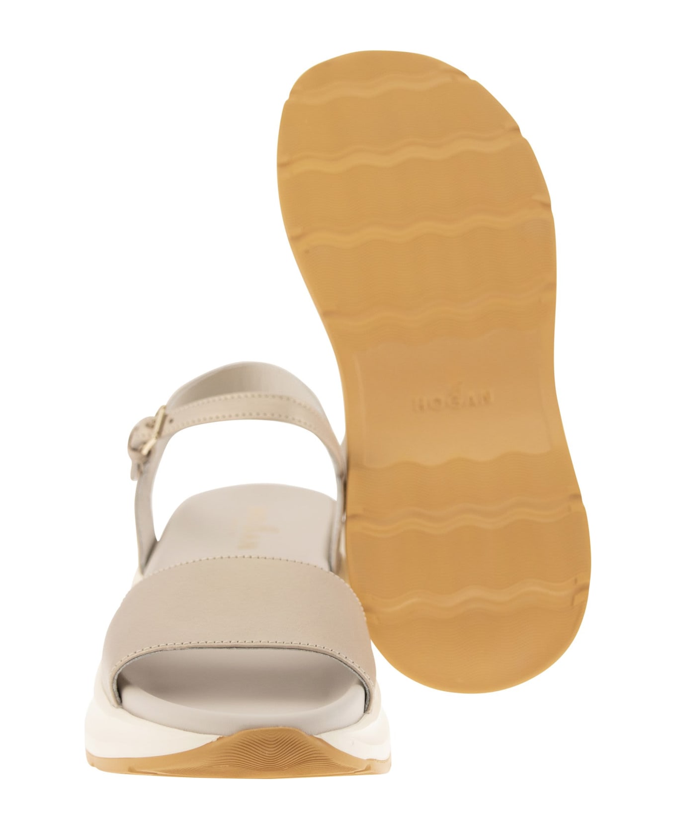 Hogan H598 Leather Sandals - Beige
