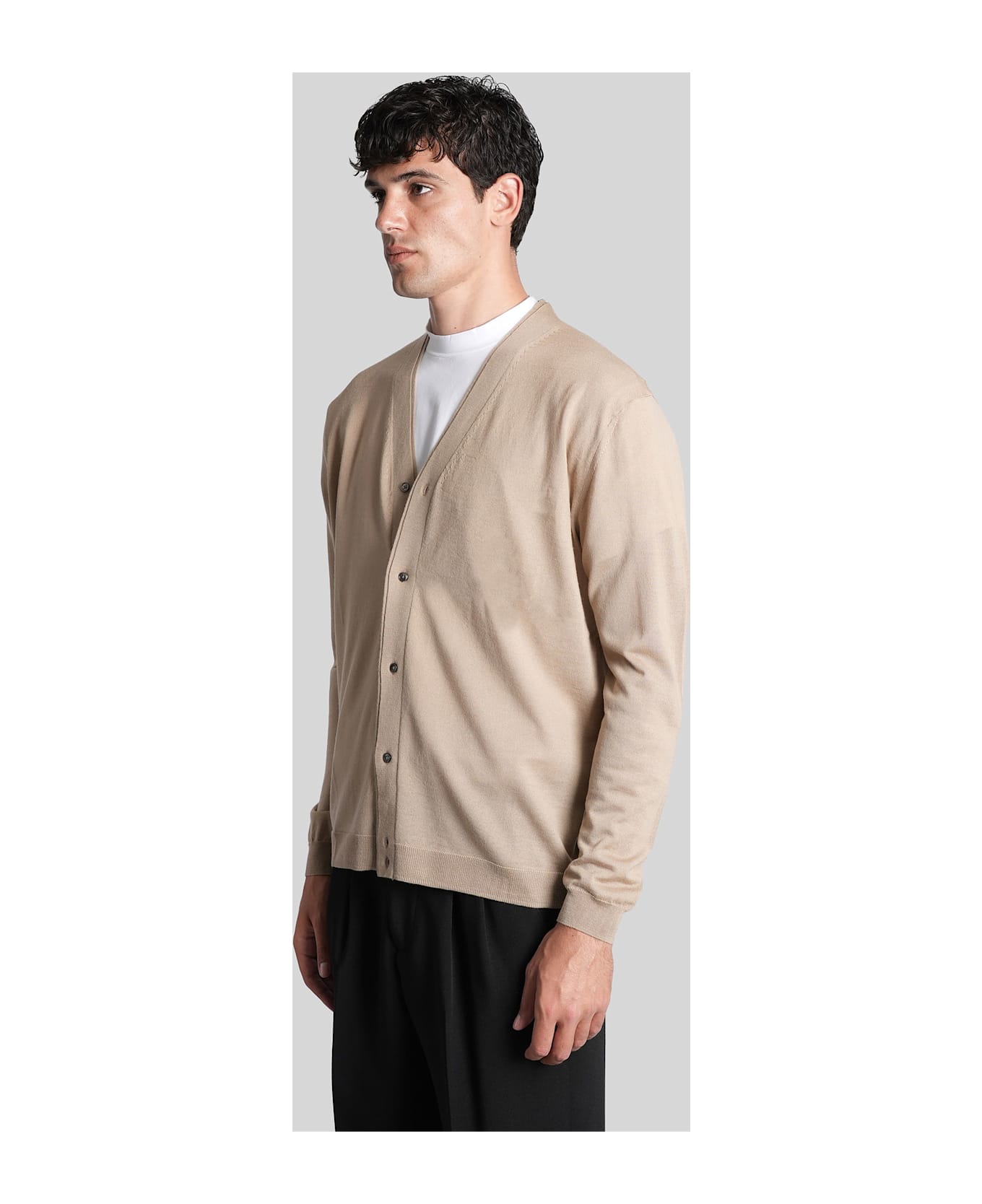 Low Brand K155 Cardigan In Camel Wool - Camel