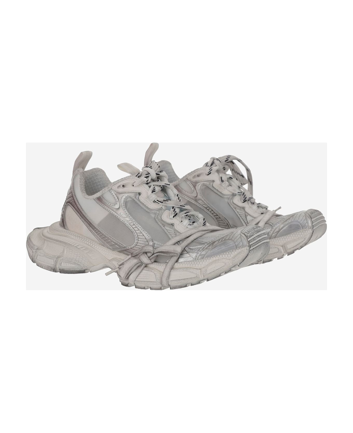 Balenciaga Multicolor Synthetic Leather And Mesh 3xl Summer Mesh Sneakers - WHITESILVER