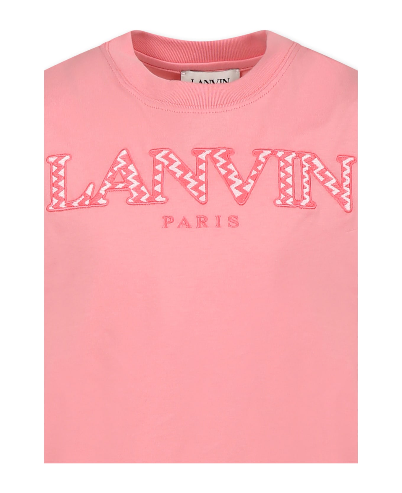 Lanvin Pink Dress For Girl With Logo - Pink