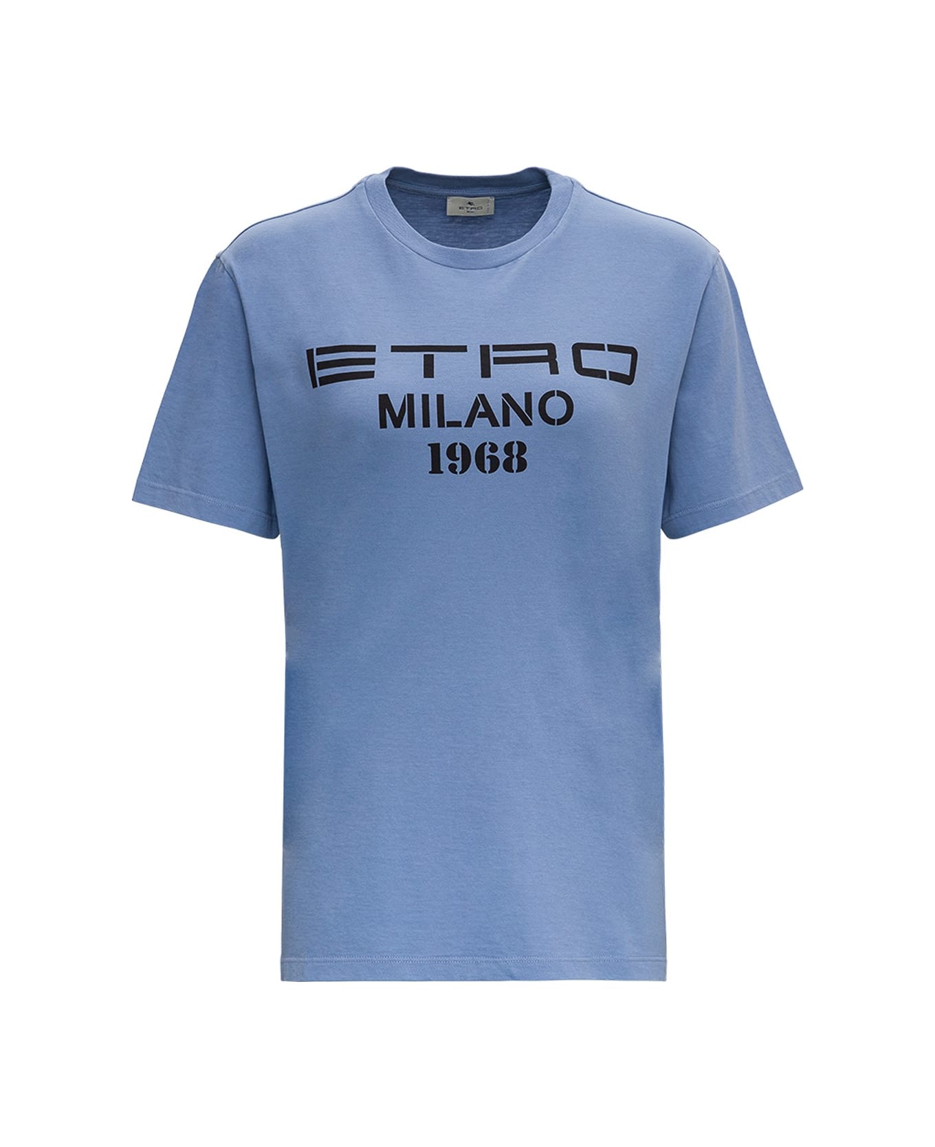 Etro Jersey T-shirt With Logo Print - Light blue
